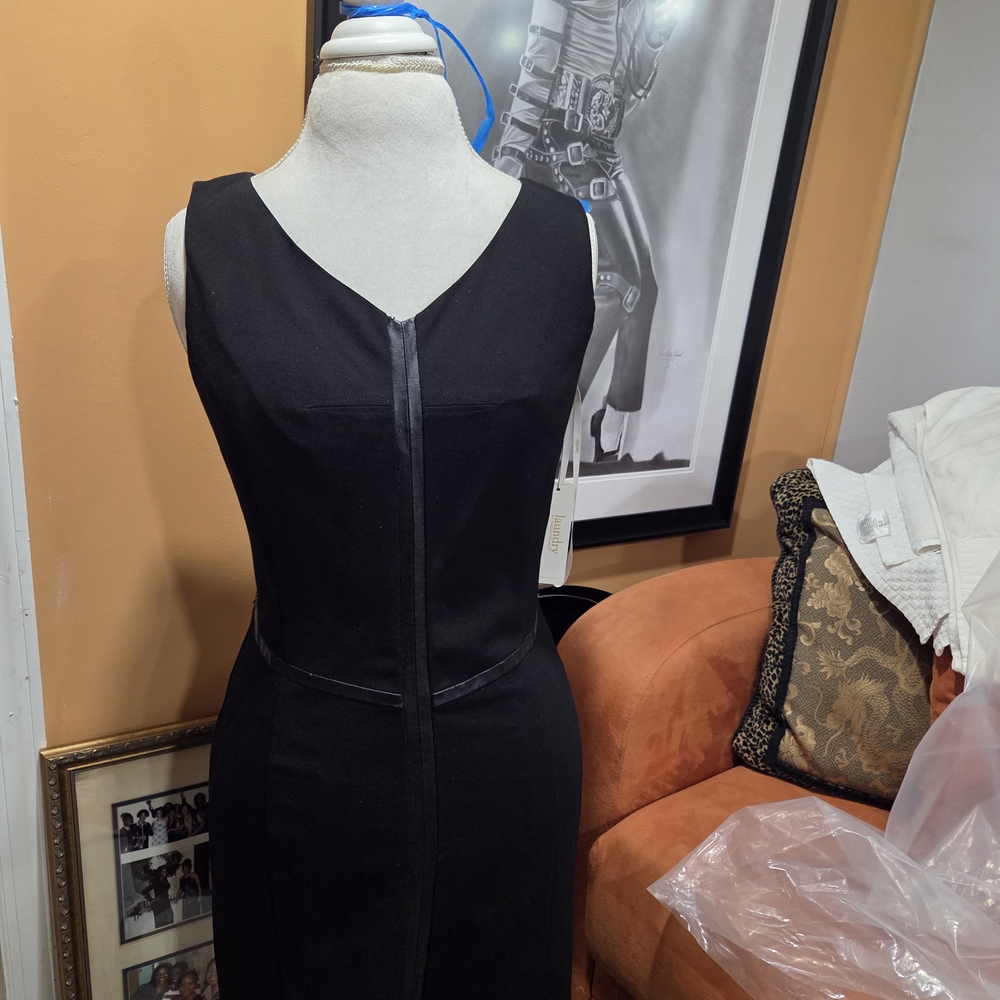 Laundry By Shelli Segal Black Dress With Leather Trim
